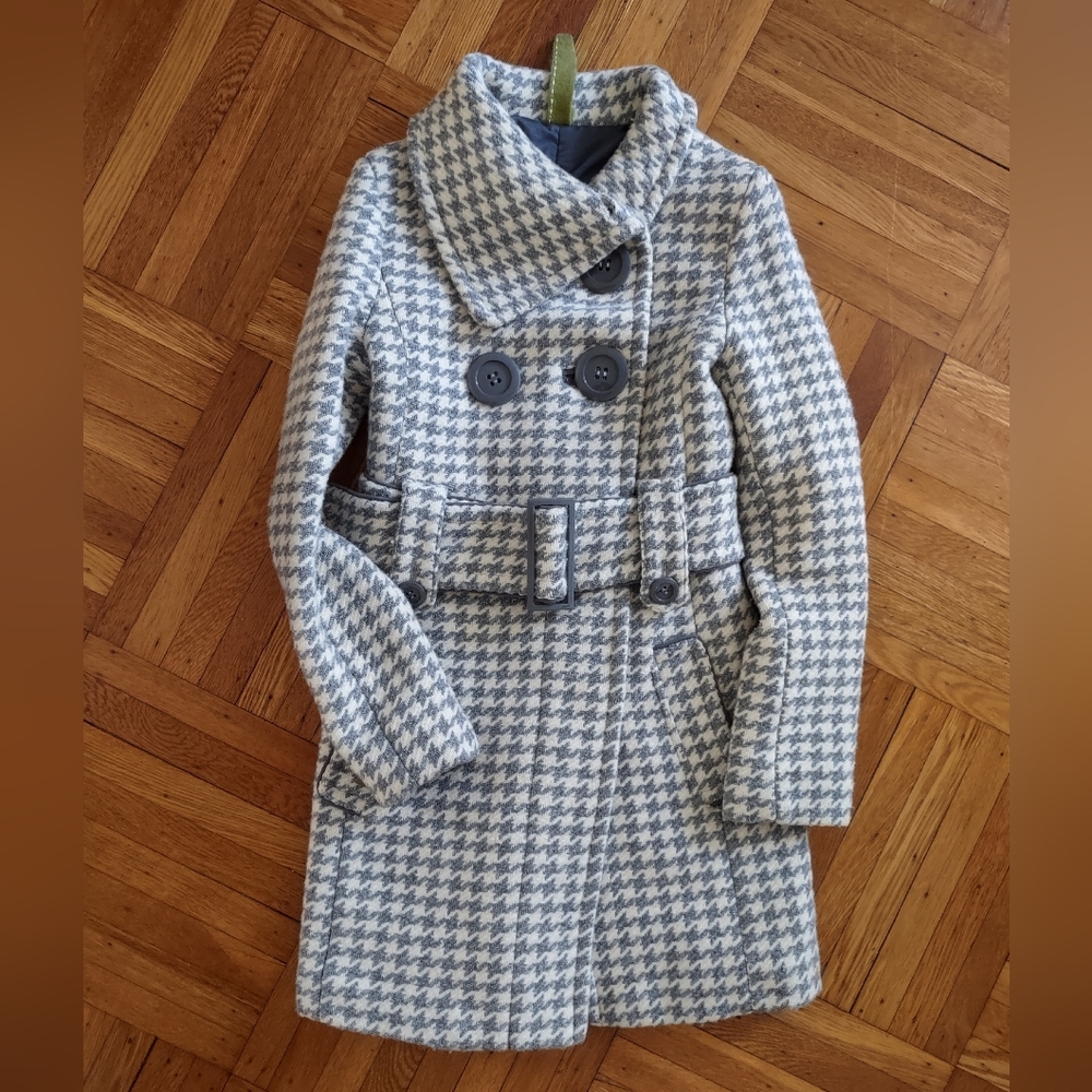 RARE Soia and Kyo mod gray houndstooth wool coat